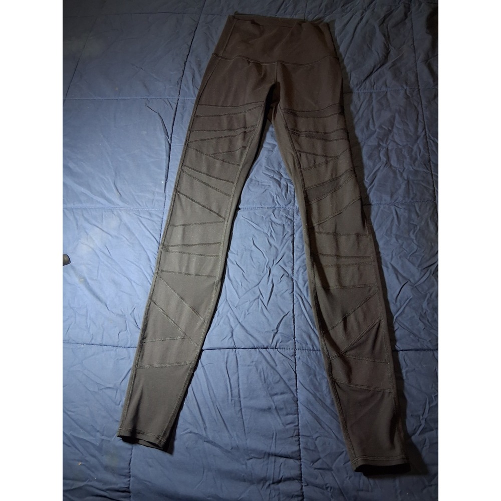 Lululemon High Times Pant Mesh Black Leggings High Rise Moto Style Size 4